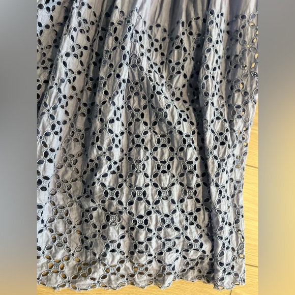 Free people smocked blue maxi eyelet dress blue size small - Picture 8 of 12